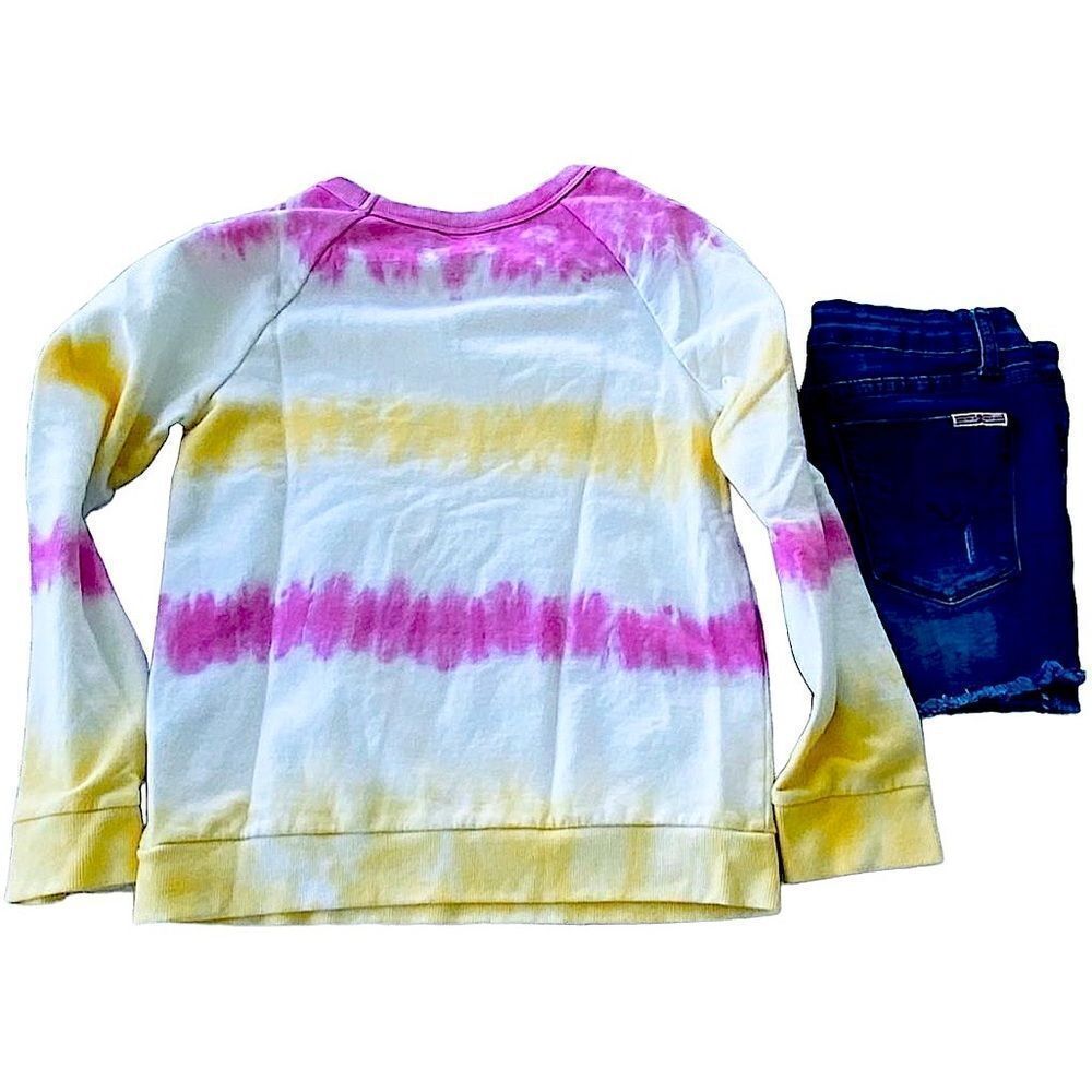 🌴 Cat & Jack Girls Tie Dye Sweatshirt Pink Yellow Blue Size M 7/8